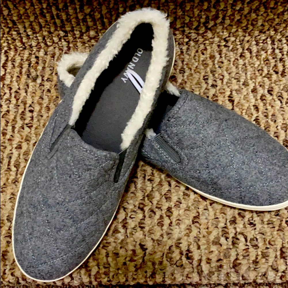 Brand New Gray Sherpa-Lined Slip On Sneakers
